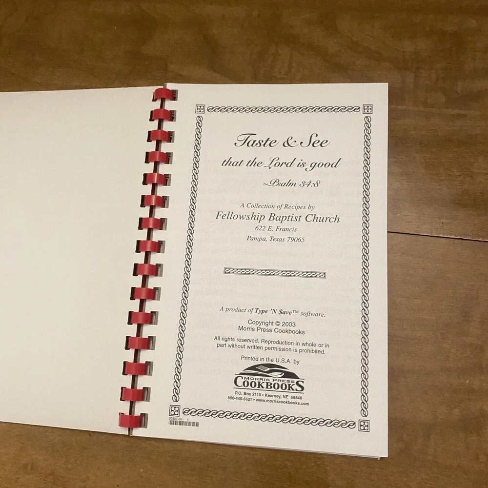 Taste And See Cookbook Fellowship Baptist Church Pampa Texas 2003 Morris Press
